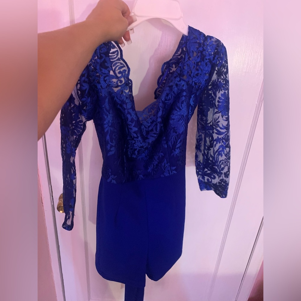 Royal Blue Lace Romper